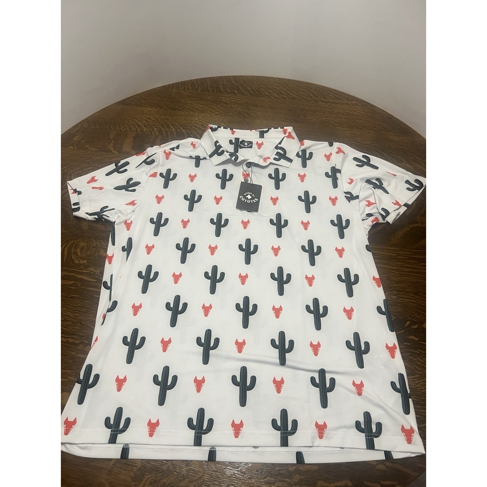 Raised by Coyotes Polo Shirt Coyote Cactus Mens XXL All Over Print Golf New
